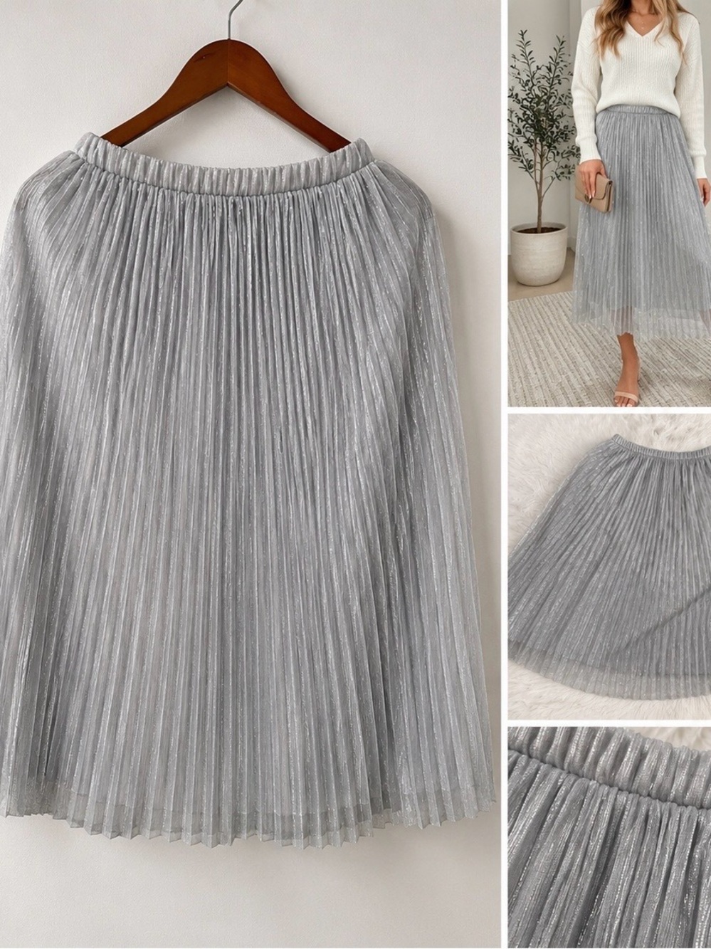 Pull & Bear Pleated Shimmer Skirt – Size 28